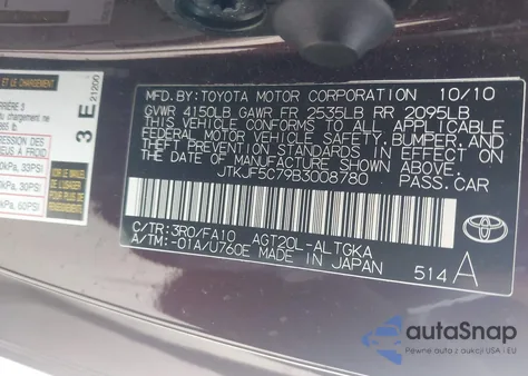 2011 Scion Tc из США, поврежденный, VIN JTKJF5C79B3008780